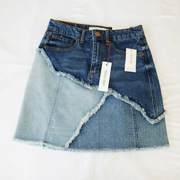 Ella Moss 3-color patchwork jean skirt NWT - Picture 1 of 3
